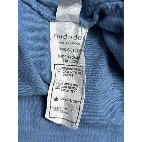 MODODOC Los Angeles Blouse Womens Size M Blue Stretch Thermal 3/4 Sleeve Tee - Picture 5 of 7